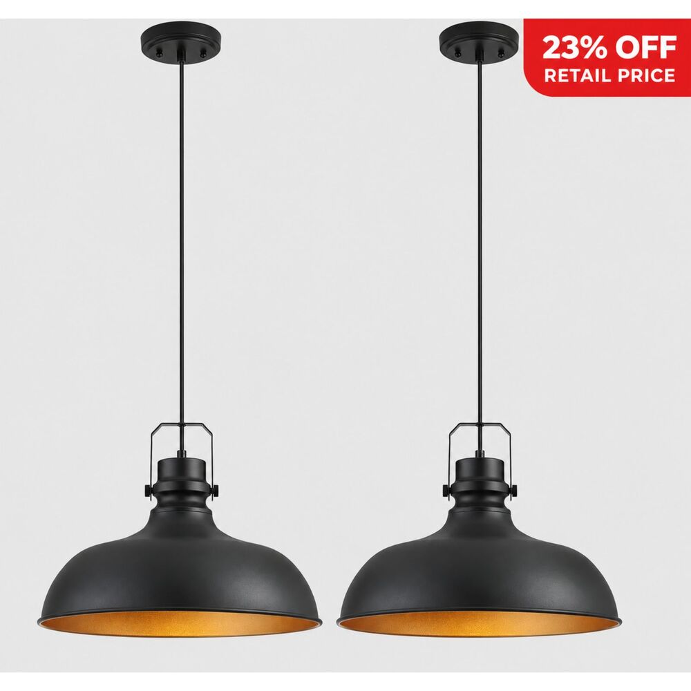 Brand New Alaislyc 16" Black Farmhouse Pendant Lights – 2 Pack